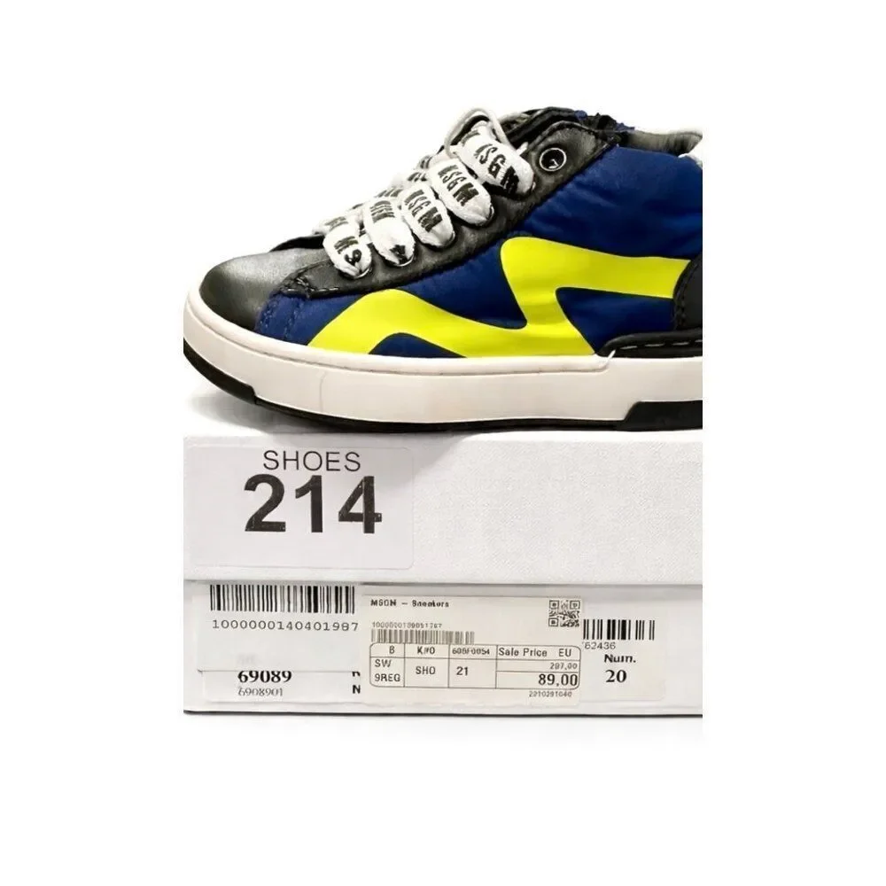 MSGM Toddler Infant BOMB.451+PAND Leather Neoprene High-Top Sneakers Size 21 EU